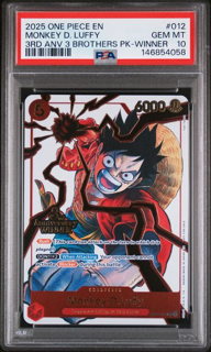 Monkey.D.Luffy - ST01-012 - 3rd Anniversary 3 Brothers PK - Winner - 2025 One Piece  - PSA 10
