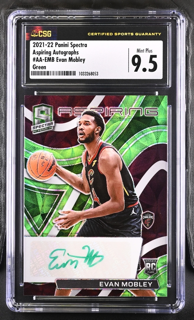 2021-22 Panini Spectra - Evan Mobley AA-EMB  - Green Auto /50 - CSG CGC 9.5 / 10