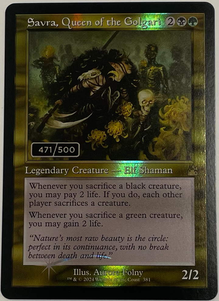 Savra, Queen of the Golgari (Retro Frame) (Serial Numbered) - Ravnica Remastered (RVR)