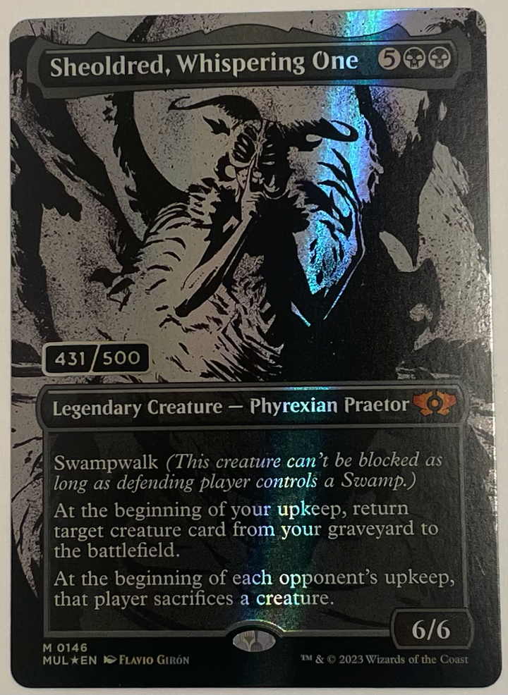 Sheoldred, Whispering One (Serial Numbered) - March of the Machine: Multiverse Legends (MUL)