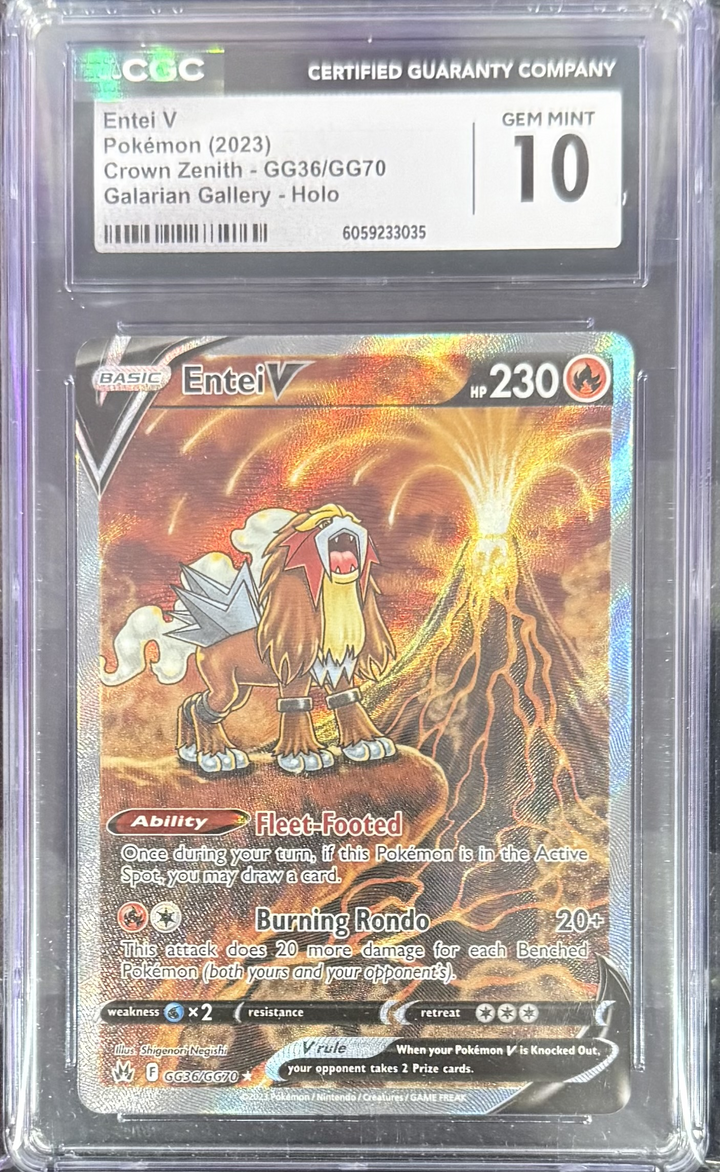 Entei V GG36/GG70 - Crown Zenith - 2023 Pokemon - CGC 10