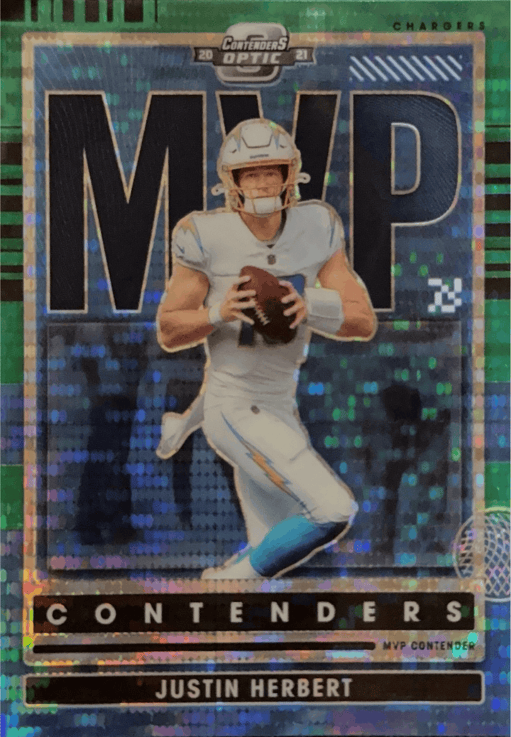 2021 Panini Contenders Optic - Chargers Justin Herbert MVP-JHE - SP Green Pulsar #d /30
