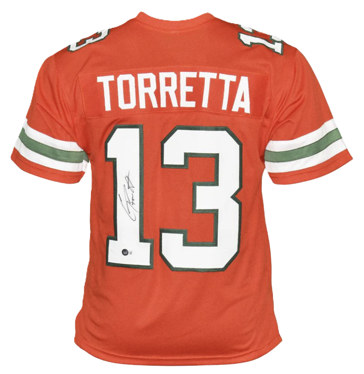 Gino Torretta Autographed Signed Miami College Orange Football Jersey (Beckett)