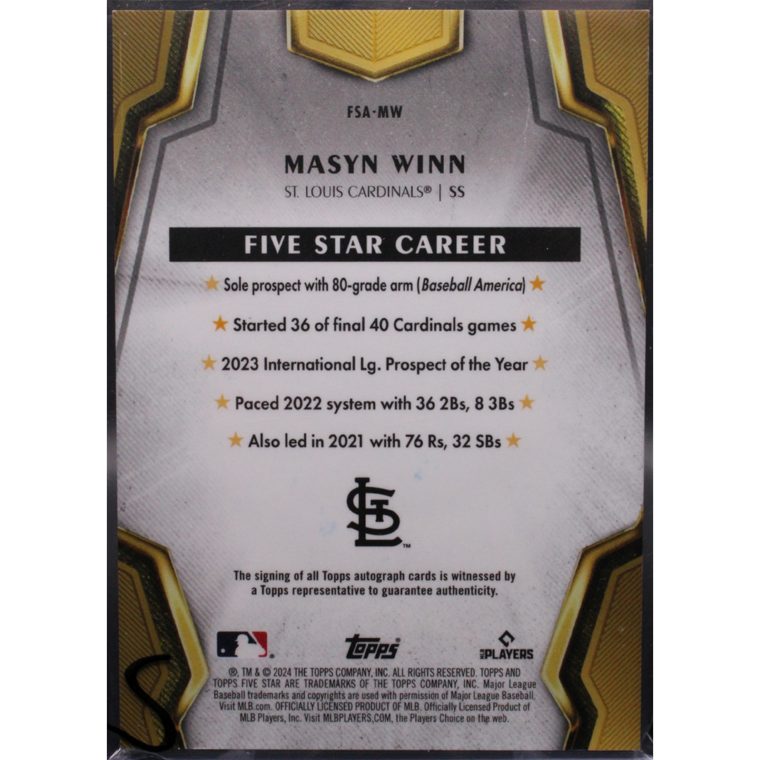 2024 Topps Five Star Baseball - Masyn Winn FSA-MW - Blue Auto /25