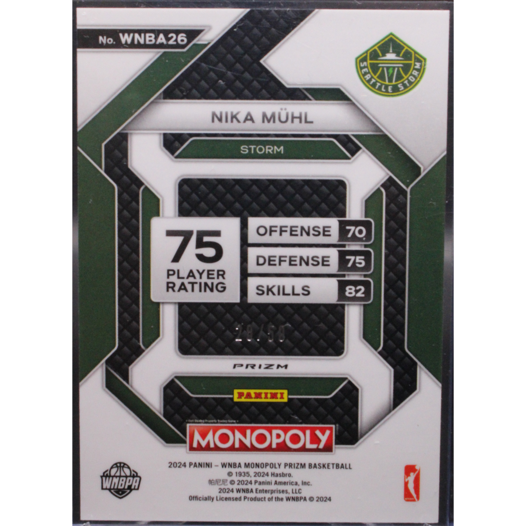 2024 Panini Prizm Monopoly - Nika Muhl WNBA26 - Purple Millionaire Shimmer /50 WNBA Insert