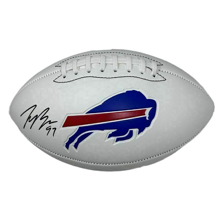 Joey Bosa Autographed White Logo Football With Acrylic Case