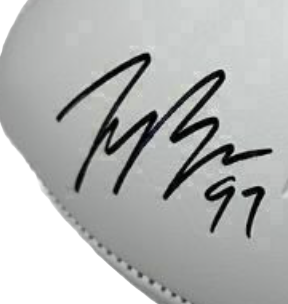 Joey Bosa Autographed White Logo Football With Acrylic Case