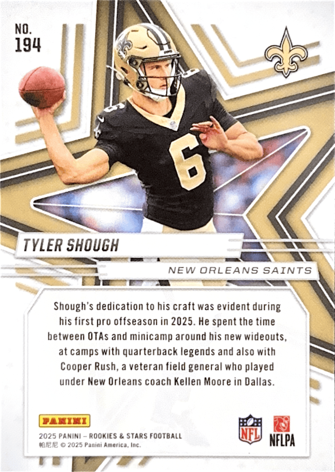 2025 Panini Rookies & Stars - Tyler Shough #194 Rookie Orange /249 RC
