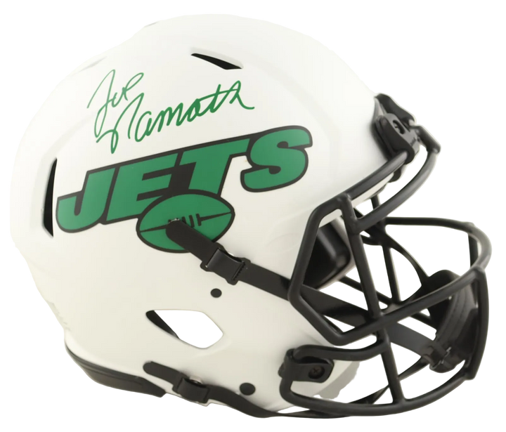 Joe Namath Autographed Jets Full-Size Authentic On-Field Lunar Eclipse Alternate Speed Helmet (Beckett)