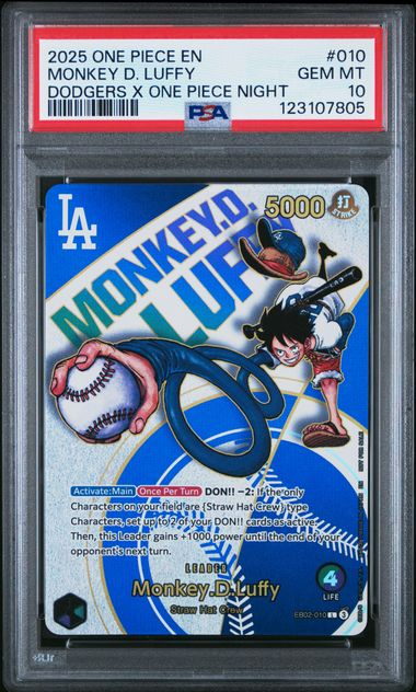 Monkey.D.Luffy - EB02-010 - Dodgers x One Piece Night - 2025 One Piece - PSA 10