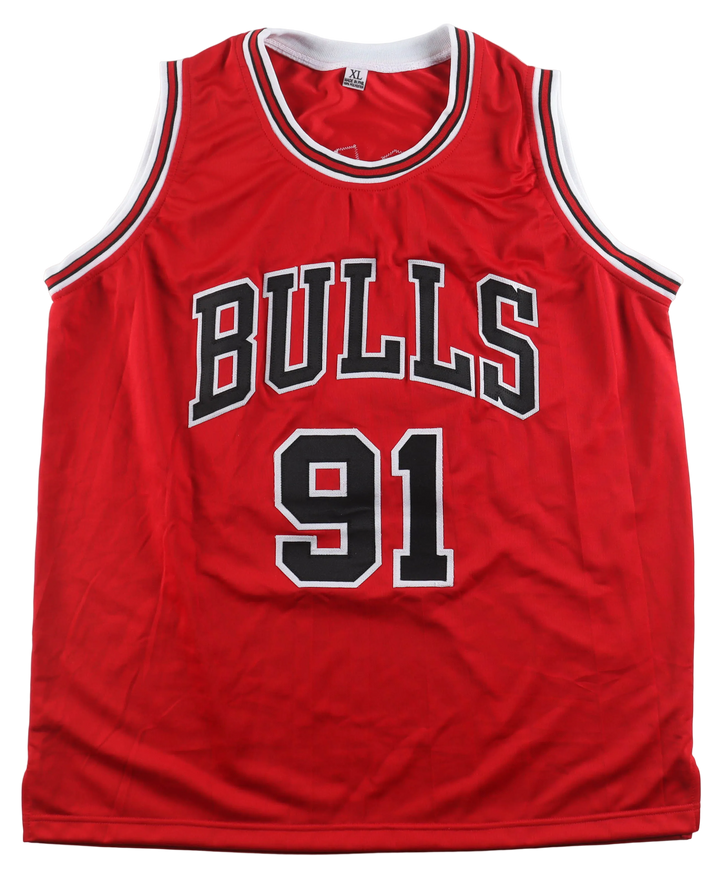 Dennis Rodman (HOF)  Signed Autographed Red Custom Jersey (JSA COA)