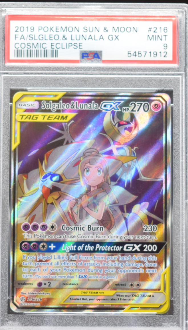 Solgaleo & Lunala GX 216/236 Cosmic Eclipse - 2019 Pokemon - PSA 9